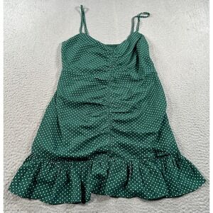 Urban Outfitters Mini Dress Women's‎ Large Green Ruffle Polka Dot Cocktail Party